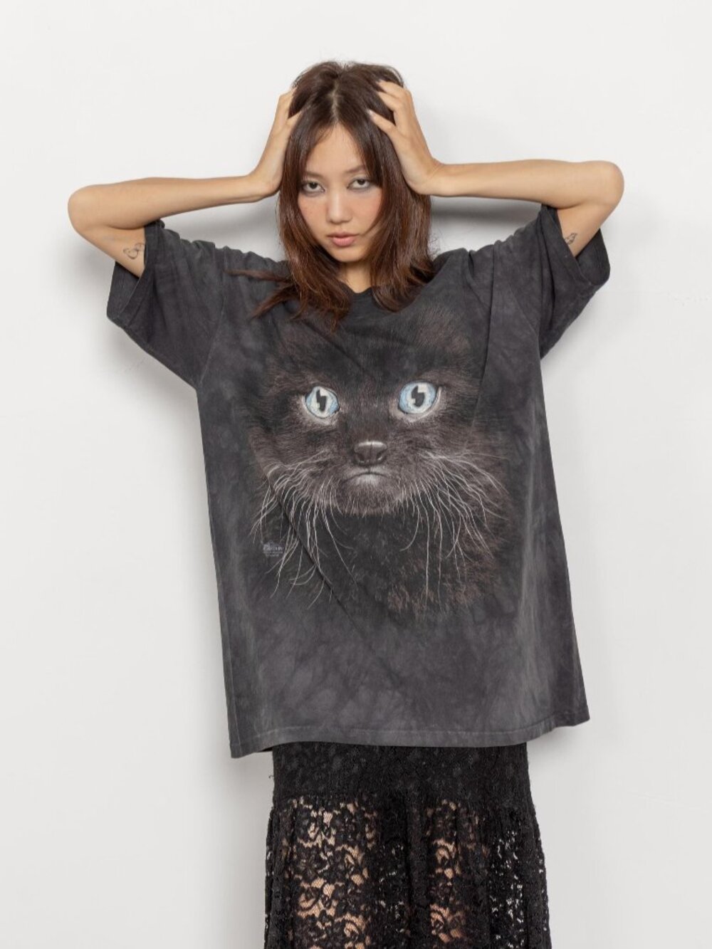 Cat Face Xl Witchy Dark Gothy Vintage Oversize Tee